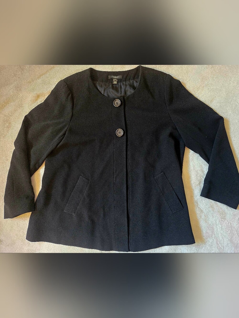 Classic Black Round-Neck Button Front Blazer